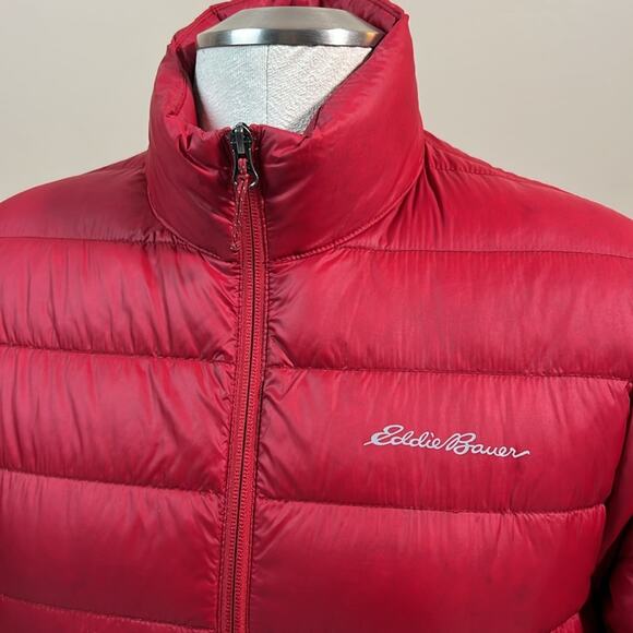 Eddie Bauer Down Red Jacket Lightweight Insulated Zip Pockets S - Picture 2 of 10